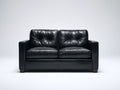 Zweisitzer Sofa in Lederoptik 165 x 88 x 85 cm - Schwarz - Gepolstert mit Knopfheftung für Wohnzimmer und Büro