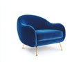 Sessel mit Samtbezug 86 x 82 x 80 cm - Blau-Gold - Rund gepolstert mit Metallfüßen für Wohnzimmer und Schlafzimmer