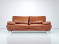 Zweisitzer Sofa in Lederoptik 190 x 92 x 82 cm - Cognacbraun - Gepolstert mit Metallfüßen für Wohnzimmer und Büro