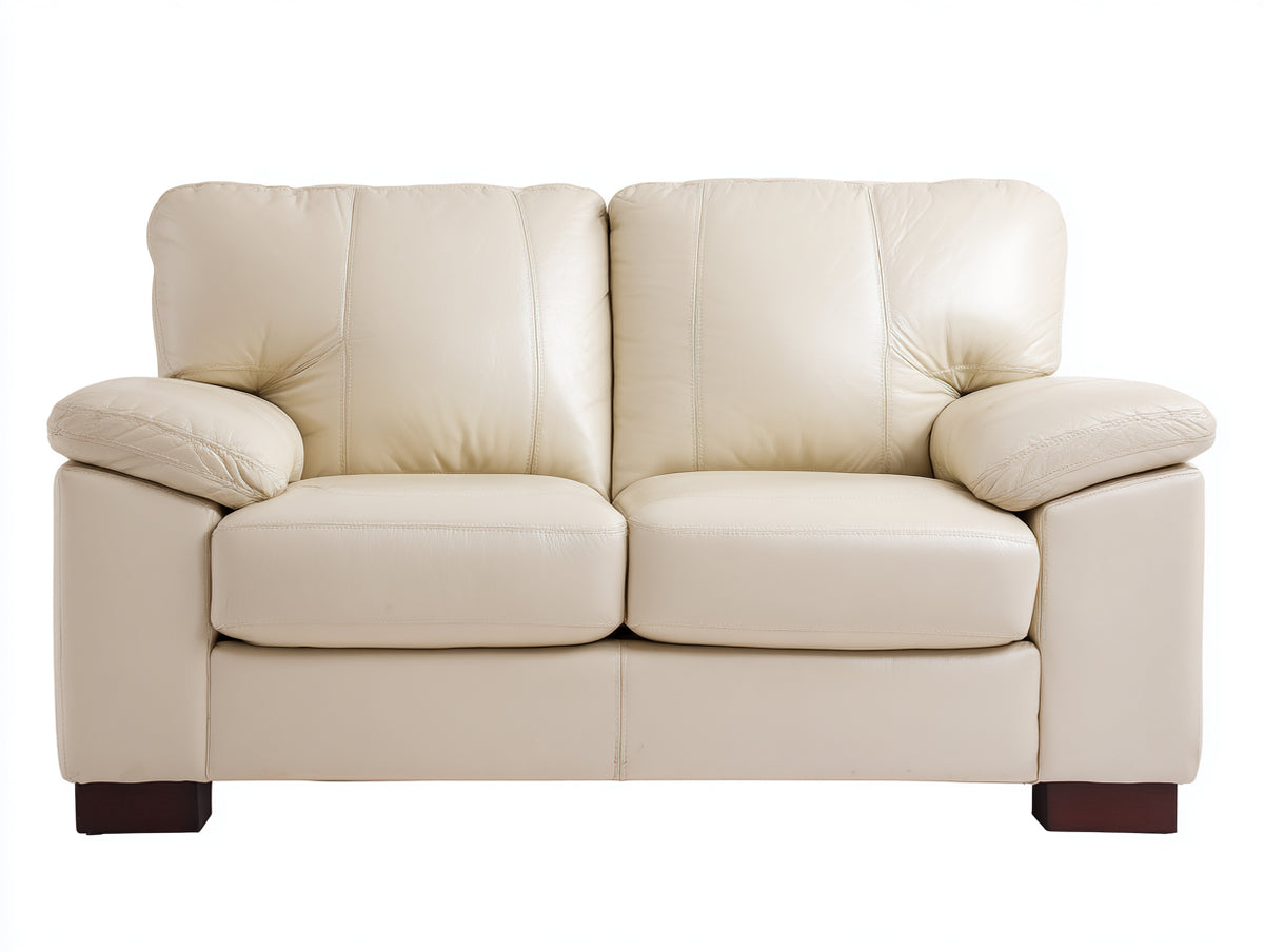 Zweisitzer Sofa mit Kunstlederbezug 165 x 92 x 90 cm - Cremeweiß - Modernes Design mit gepolsterten Armlehnen