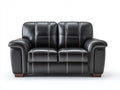 Zweisitzer Sofa mit Lederbezug 160 x 90 x 90 cm - Schwarz - Gepolstert mit Kontrastnähten und breiten Armlehnen