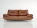 Zweisitzer Sofa in Lederoptik 190 x 92 x 88 cm - Cognacbraun - Modernes Design mit Metallgestell für Wohnzimmer