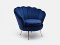 Sessel mit Samtbezug 85 x 78 x 82 cm - Dunkelblau-Gold - Muscheldesign mit Metallbeinen
