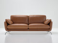 Zweisitzer Sofa mit Bezug in Lederoptik 190x90x85 cm - Cognacbraun - Modernes Design mit Metallfüßen