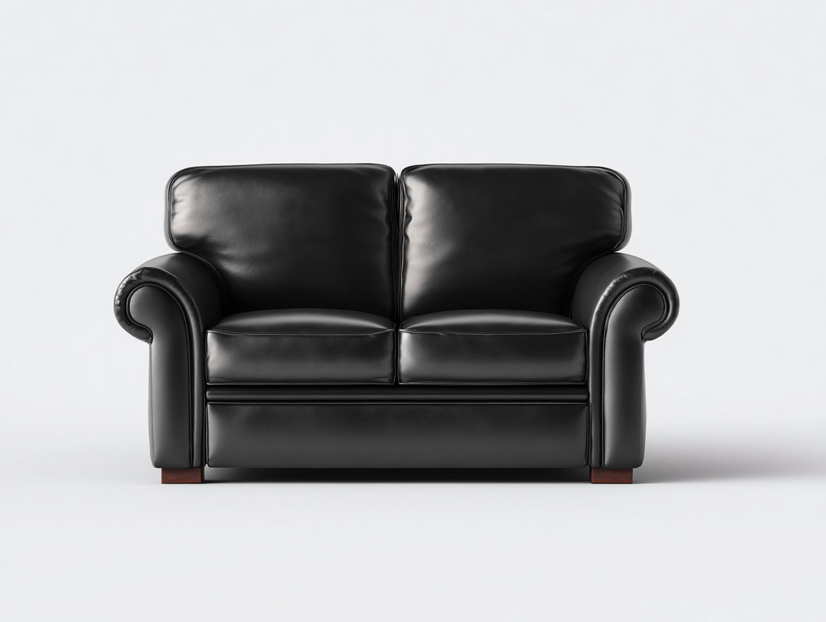 Zweisitzer Sofa mit Kunstlederbezug 160 x 90 x 88 cm - Schwarz - Klassisches Design mit gerollten Armlehnen