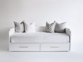 Schlafsofa aus Holzwerkstoff 200 x 100 x 85 cm - Weiß - Mit Liegefläche und 2 Schubladen für Schlafzimmer und Gästezimmer