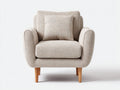 Sessel mit Strukturstoffbezug 88 x 82 x 86 cm - Beige-Naturbraun - Gepolstertes Design mit Holzbeinen
