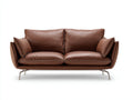 Zweisitzer Sofa in Lederoptik 185 x 93 x 84 cm - Braun - Weich gepolstert mit Metallfüßen für Wohnzimmer und Büro