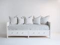 Schlafsofa aus Holz und Stoff 205 x 92 x 82 cm - Weiß und Hellgrau - Modernes Landhausdesign mit 2 Schubladen für Wohnraum und Gästezimmer