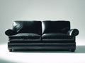 Zweisitzer Sofa mit Lederbezug 180 x 92 x 88 cm - Schwarz - Gepolstert mit Rundarmlehnen und Ziernieten im klassischen Design
