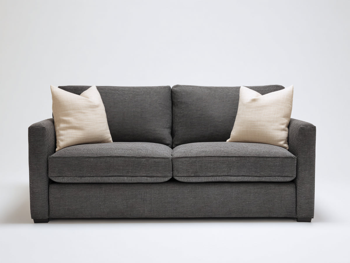 Zweisitzer Sofa aus Stoff 185x90x85 cm - Dunkelgrau - Mit breiten Armlehnen und 2 Sitzpolstern