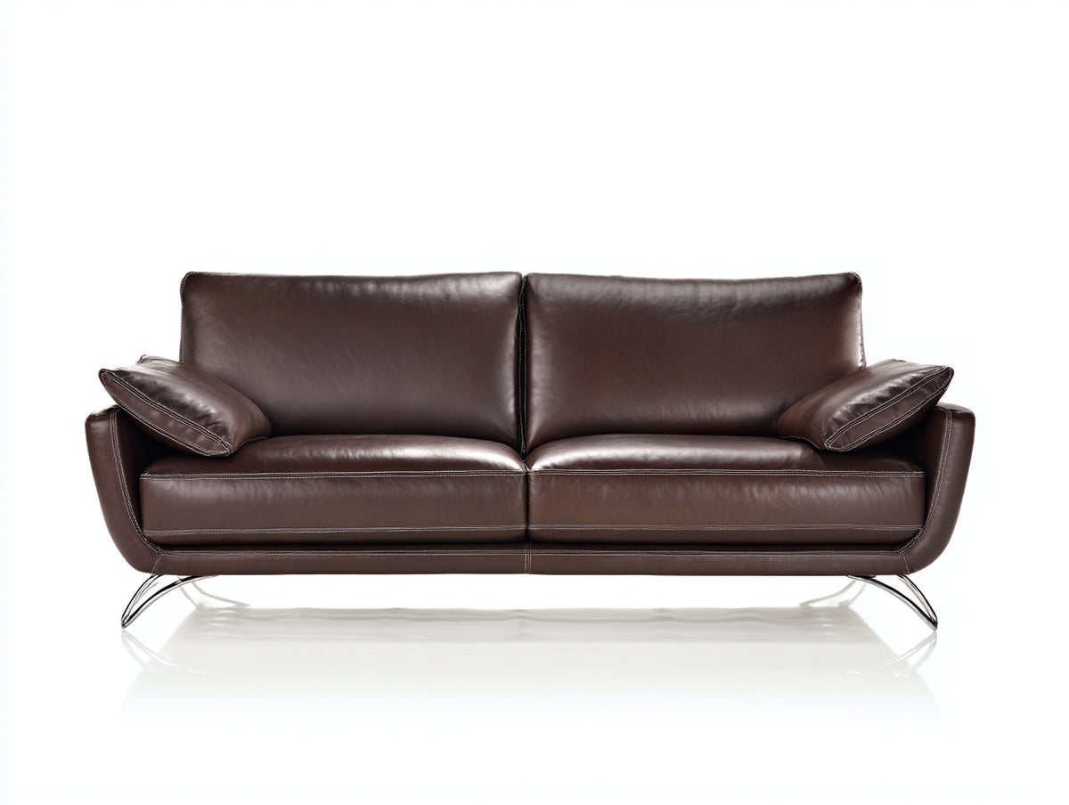 Zweisitzer Sofa in Lederoptik 200 x 94 x 88 cm - Dunkelbraun - Modernes Design mit Metallfüßen für Wohnzimmer und Gästezimmer