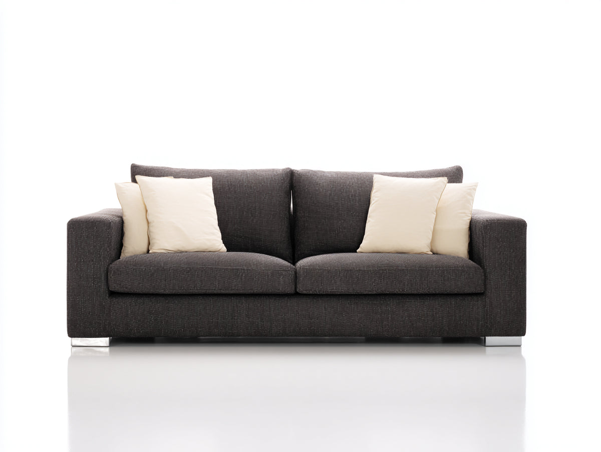 Zweisitzer Sofa mit Stoffbezug 180 x 90 x 85 cm - Dunkelgrau - Gepolstert mit breiten Armlehnen im modernen Design