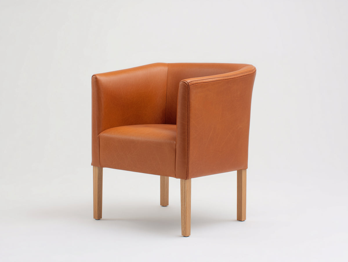 Sessel mit Bezug in Lederoptik 72x70x80 cm - Cognacbraun Naturbraun - Clubsessel mit Holzfüßen