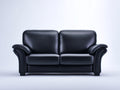 Zweisitzer Sofa mit Lederbezug 170 x 90 x 90 cm - Schwarz - Gepolstert mit breiten Armlehnen im klassischen Design