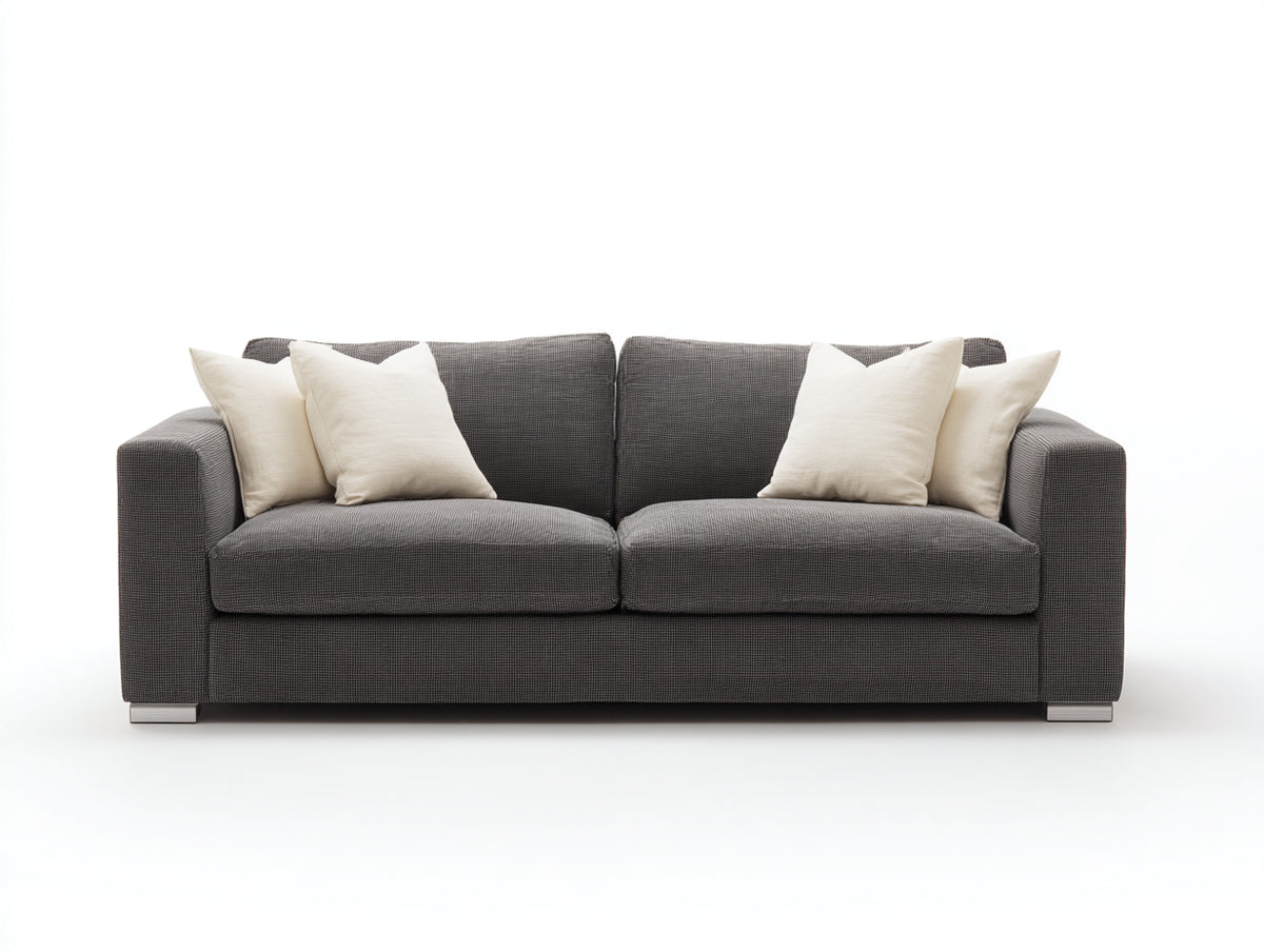 Zweisitzer Sofa mit Strukturstoffbezug 190 x 92 x 85 cm - Dunkelgrau - Modernes Design mit breiten Armlehnen