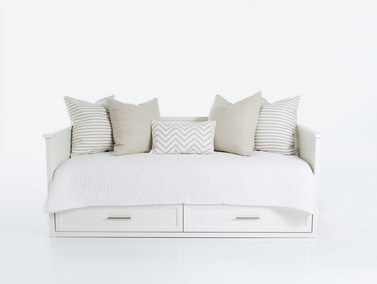 Schlafsofa aus Holzwerkstoff 210 x 100 x 85 cm - Weiß - Tagesbett mit 2 Schubladen im modernen Design