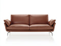 Zweisitzer Sofa mit Bezug in Lederoptik 200x90x85 cm - Cognacbraun - Modernes Design mit Metallfüßen