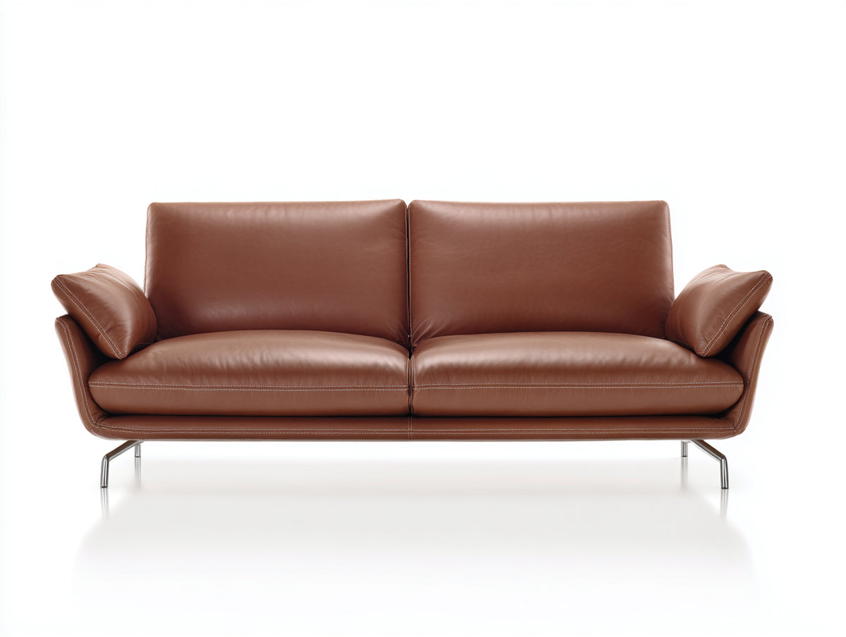Zweisitzer Sofa mit Bezug in Lederoptik 200x90x85 cm - Cognacbraun - Modernes Design mit Metallfüßen